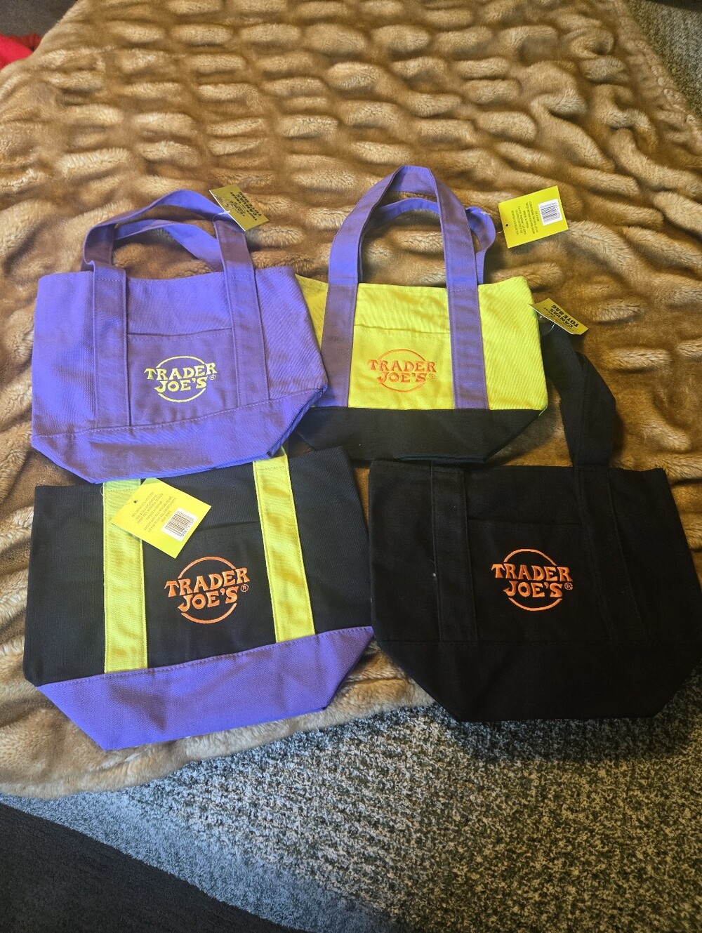 Trader Joe's 2026 Halloween Small Canvas Tote Bag - Purple, Yellow, Black